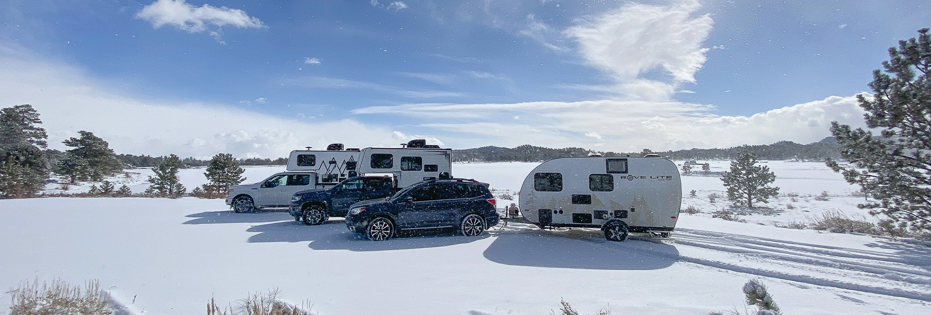 Truck campers in the snow
