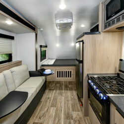Affordable RV rental interior in Indiana