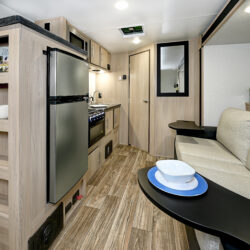 Affordable RV rental interior in Indiana