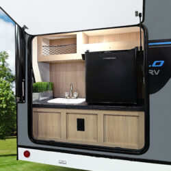 Affordable RV rental interior in Indiana